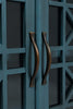 Koi 60 Inch Acacia Wood TV Media Entertainment Center Console 4 Glass Doors Crossed Wood Design Antique Blue BM183989