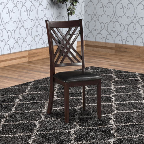 Jaxon Dining Chair Set of 2 | Vegan Faux Leather | Cross Lattice | Black