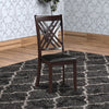 Leatherette Wooden Side Chair with Cross Lattice Back, Set of 2, Black and Brown - 71857