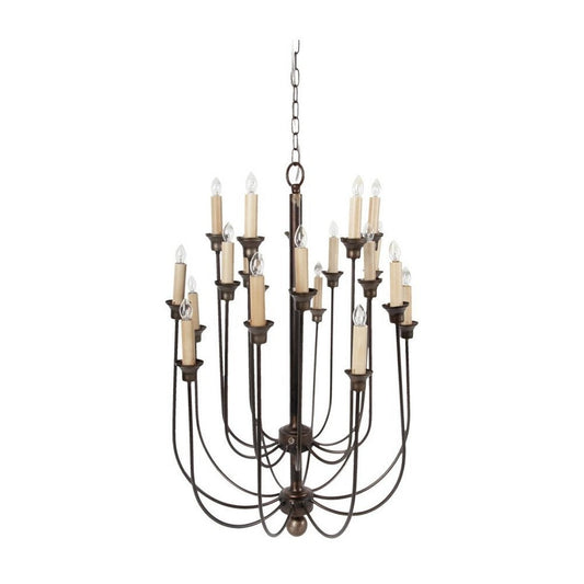 Chandelier | Traditional Style | Multi Candle Design | Bronze & Cream