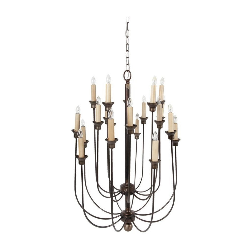 Chandelier | Traditional Style | Multi Candle Design | Bronze & Cream