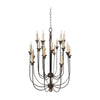 Traditional Decorative Metal Chandelier with Multiple Candles, Bronze and Cream By Casagear Home