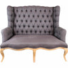 Settee | Fabric Upholstered | Button Tufted | Gray & Brown