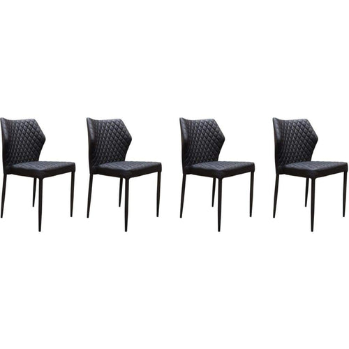 Dining Chair | Faux Leather | Diamond Tufted | Metal Legs | Set of 4 | Black
