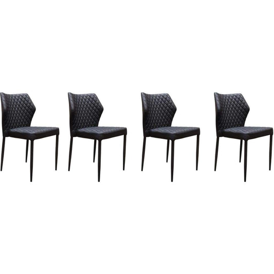 Diamond Tufted Leatherette Dining Chair with Metal Legs, Black, Set  of Four - BM190860