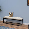 Bench | Metal Frame | Linen Upholstered | Diamond Tufted | Beige & Black