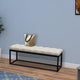 Bench | Metal Frame | Linen Upholstered | Diamond Tufted | Beige & Black