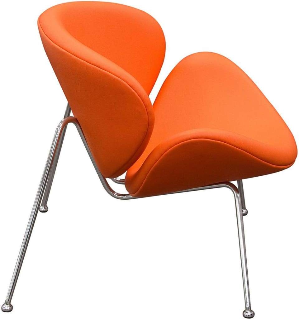 Modern Leatherette Upholstered Accent Chair with Angled Metal Legs Set of Two Orange and Silver - BM192120 BM192120