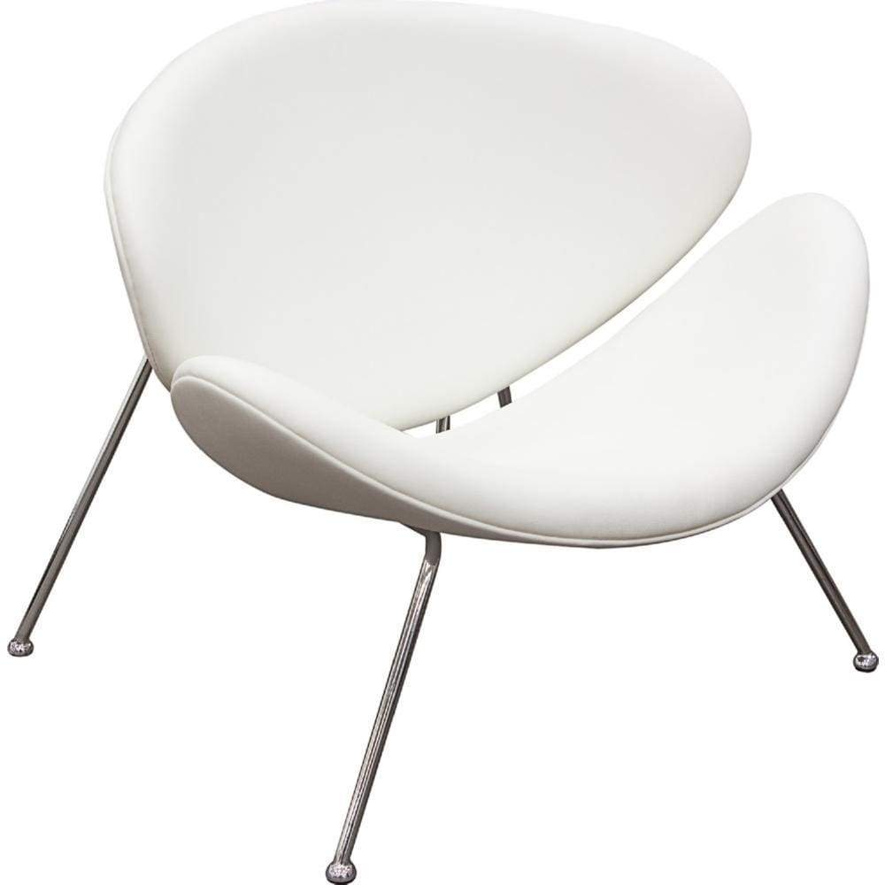 Modern Leatherette Upholstered Accent Chair with Angled Metal Legs, Set of Two, White and Silver - BM192121
