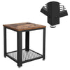 Metal Frame End Table with Wooden Top and Wide Mesh Bottom Shelf Brown and Black BM193916