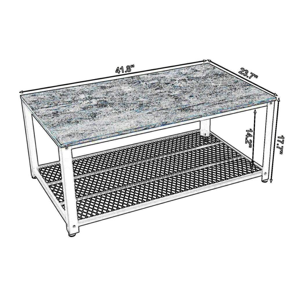 Metal Frame Coffee Table with Wooden Top and Mesh Bottom Shelf Brown and Black BM193917