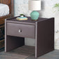 Leather Upholstered Wooden Nightstand with One Drawer, Brown - BM194746 By Casagear Home
