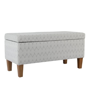 Geometric Patterned Fabric Upholstered Wooden Bench with Hinged Storage, Large, Gray and Brown - K6384NP-F2244 By Casagear Home