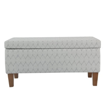 Geometric Patterned Fabric Upholstered Wooden Bench with Hinged Storage Large Gray and Brown - K6384NP-F2244 By Casagear Home