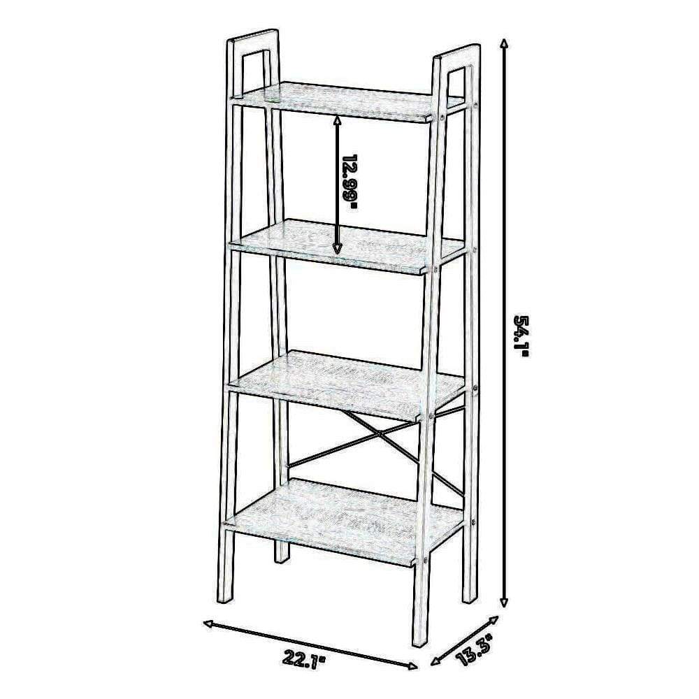 Iron Framed Ladder Style Storage Shelf with Four Wooden Shelves Brown and Black - BM195817 BM195817