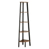 Five Tier Ladder Style Wooden Corner Shelf with Iron Framework, Brown and Black - BM195835 By Casagear Home