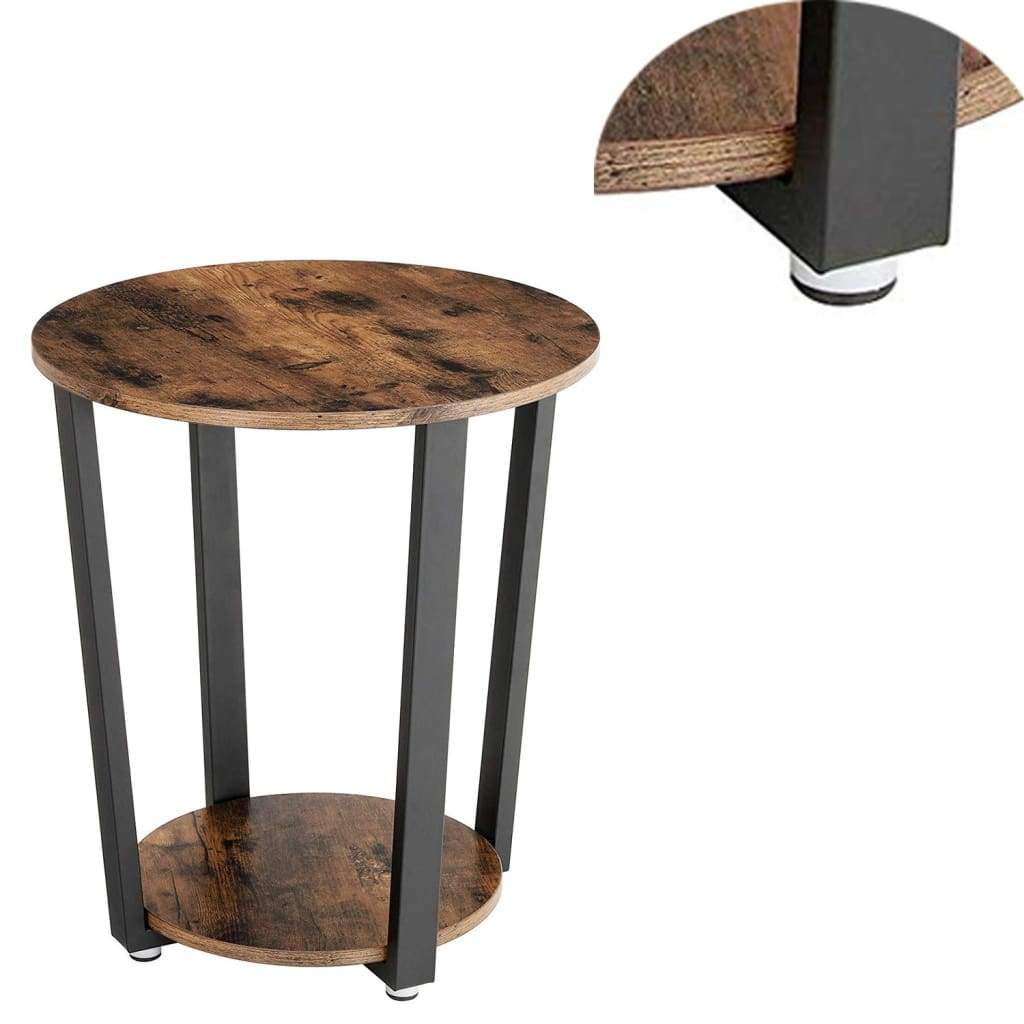 Stylish Iron and Wood End Table with Open Bottom Storage Shelf Brown and Black - BM195860 BM195860
