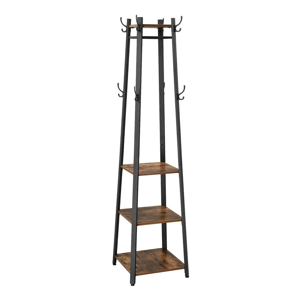 71 8-Hook 3-Shelf Ladder Coat Rack Brown and Black By Casagear Home BM195867
