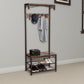 70" 5-Hook 2-Shelf Shoe Bench Hall Tree, Brown and Black By Casagear Home