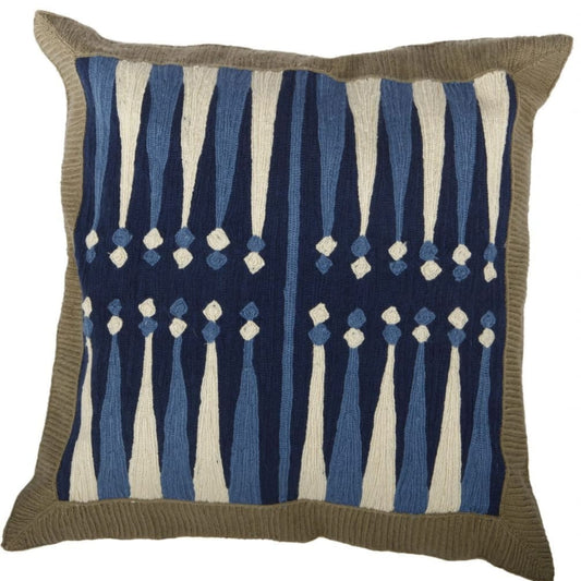 Accent Pillow | Fabric | Embroidered Design | Cream