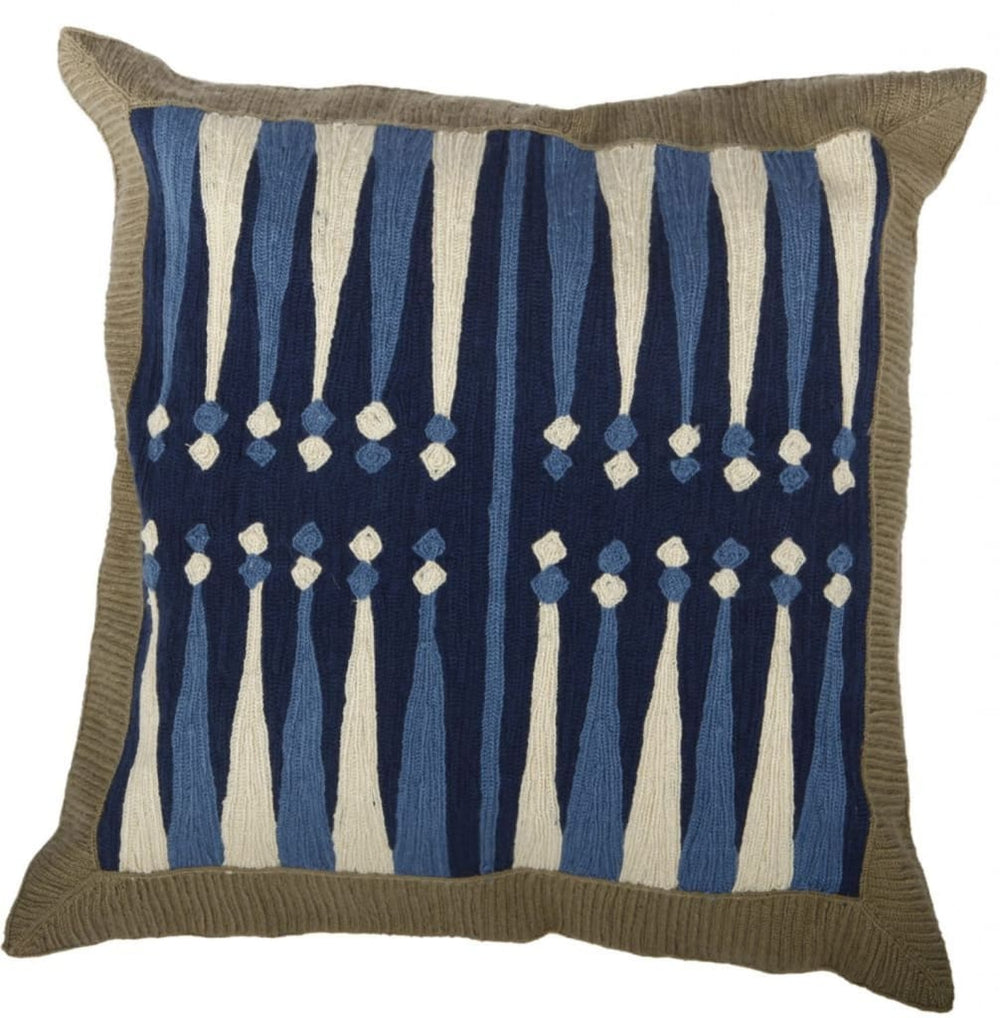 Accent Pillow | Fabric | Embroidered Design | Cream