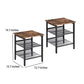 Wooden Side Table with Metal Mesh Shelves Set of 2 Black and Brown BM197492