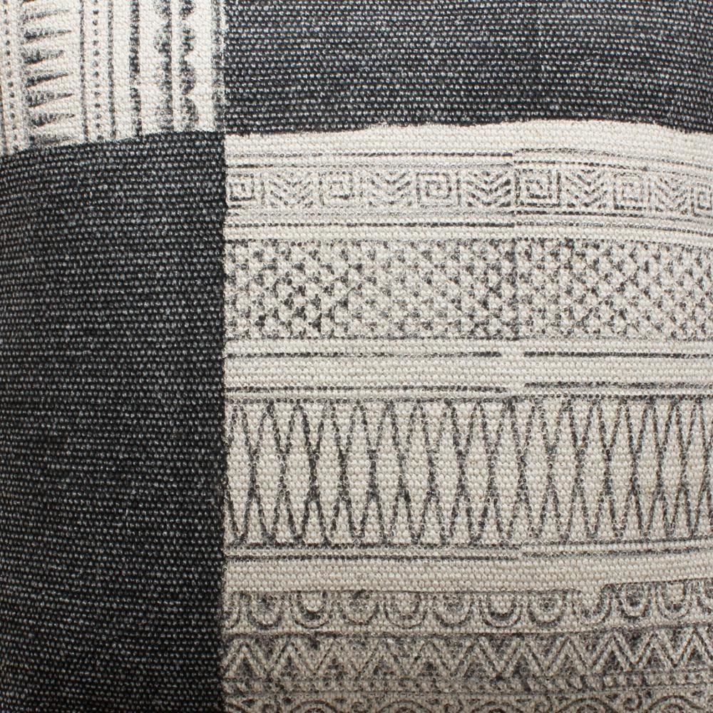 Dae 24 x 24 Square Handwoven Accent Throw Pillow Cotton Dhurrie Classic Kilim Pattern Gray Off White By The Urban Port BM200562