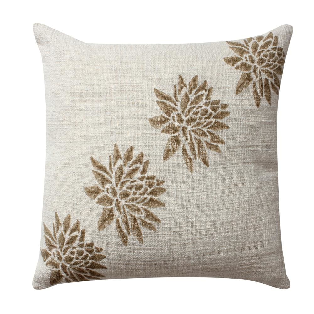 18 x 18 Square Cotton Accent Throw Pillow Floral and Block Print Patterns Set of 2 Gold Off White By The Urban Port BM200564