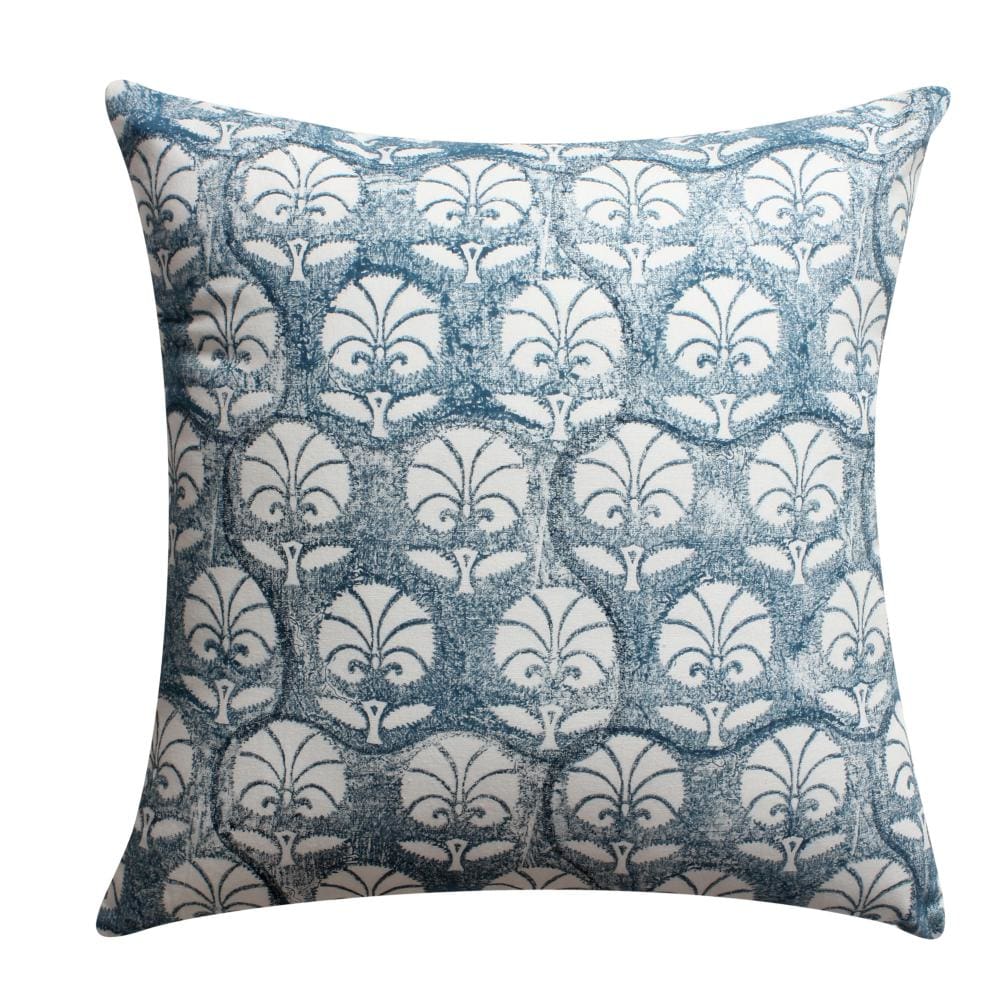 18 x 18 Square Cotton Accent Throw Pillow Floral and Chevron Patterns Set of 2 White Blue By The Urban Port BM200566