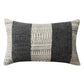 12 x 20 Rectangular Soft Cotton Dhurrie Accent Lumbar Throw Pillow, Kilim Pattern, Gray, White By The Urban Port