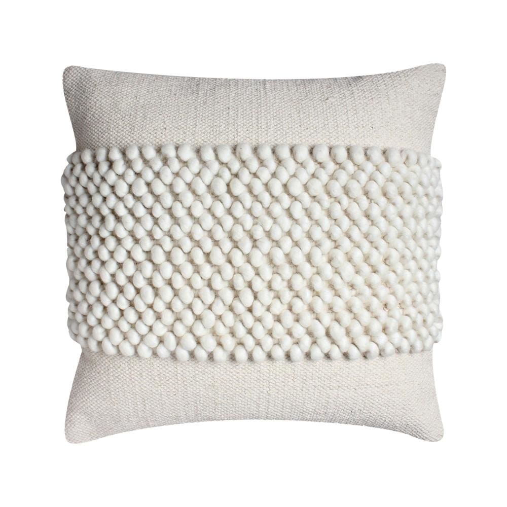 20 x 20 Square Cotton Accent Throw Pillow, Textured Dotted Fabric Details, White By The Urban Port
