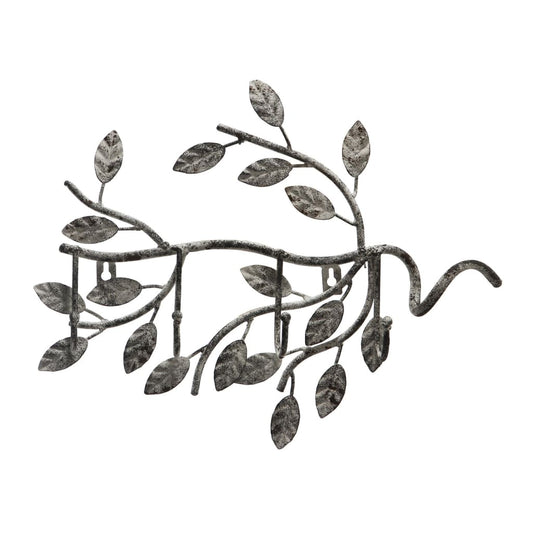 Branch Shaped Wall Hook with Leaves Accent, Gray - BM200620 By Casagear Home