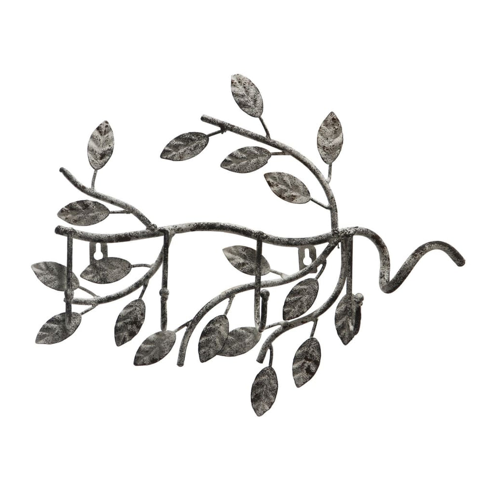 Wall Hook | Branch Shape | Leaves Accent | Gray