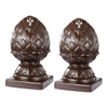 Bookends | Ceramic Artichoke | Square Base | Set of 2 | Brown