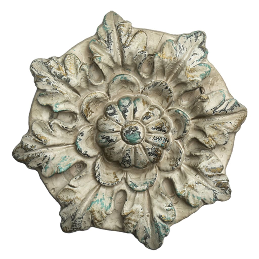 Distressed Floral Design Magnesia Wall Decor with Hanging Hook, White - BM200649 By Casagear Home
