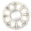 Round Sunburst Wall Mirror with Geometric Design Metal Frame, Gold - BM200654 By Casagear Home