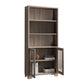 Wooden Book Cabinet with Three Display Shelves and Two Glass Doors Taupe Brown By Casagear Home BM200680