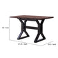 Two Toned Rectangular Wooden Dining Table with X Shaped Trestle Base Black and Brown By Casagear Home BM200691