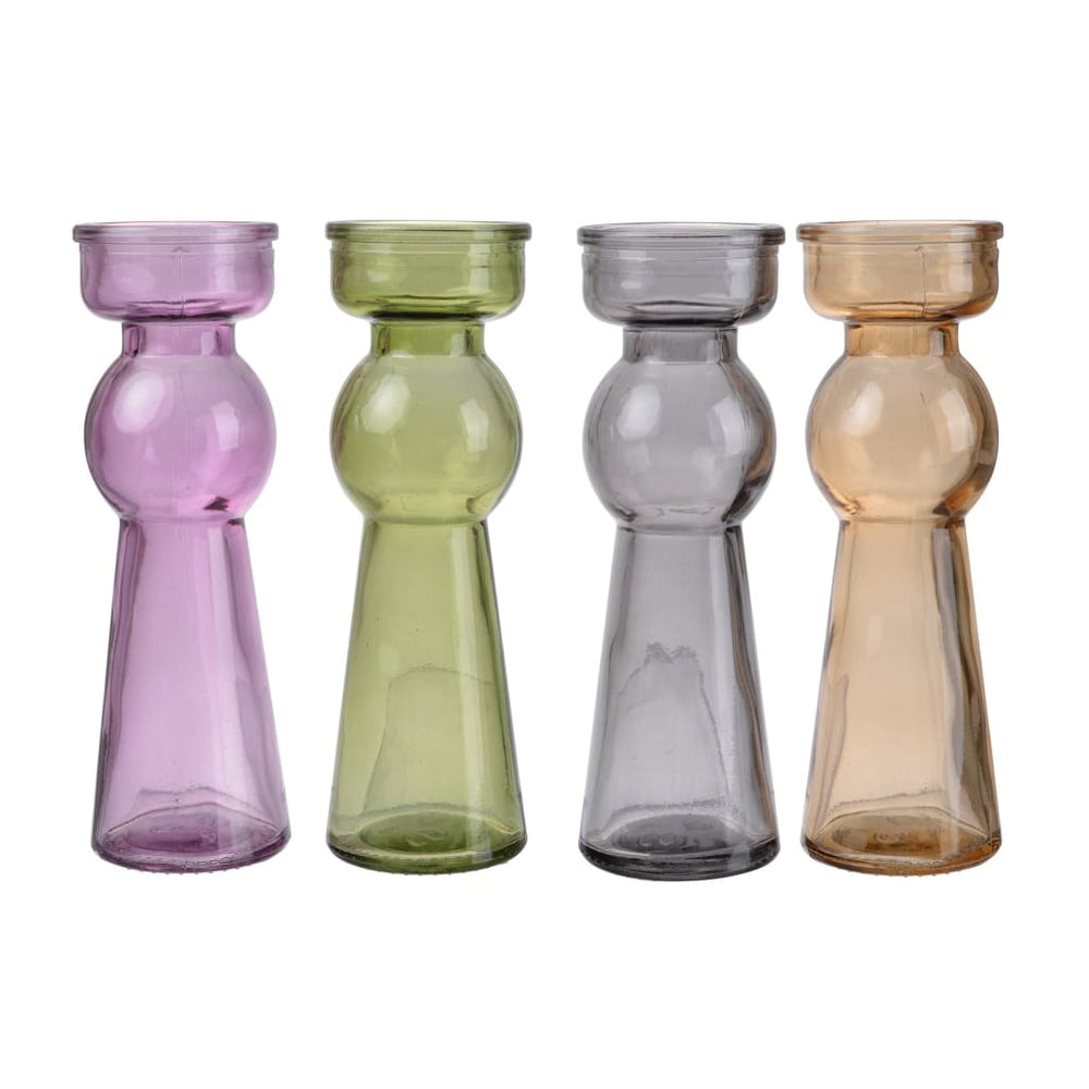 Candle Holders | Glass Pillar | Set of 4 | Multicolor