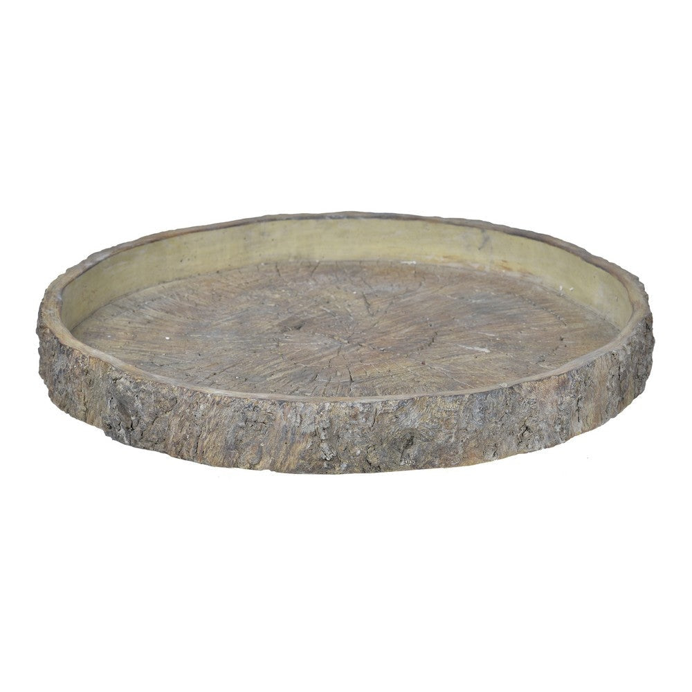 Decorative Cemented Log Plate with Distressed Details, Gray By Casagear Home