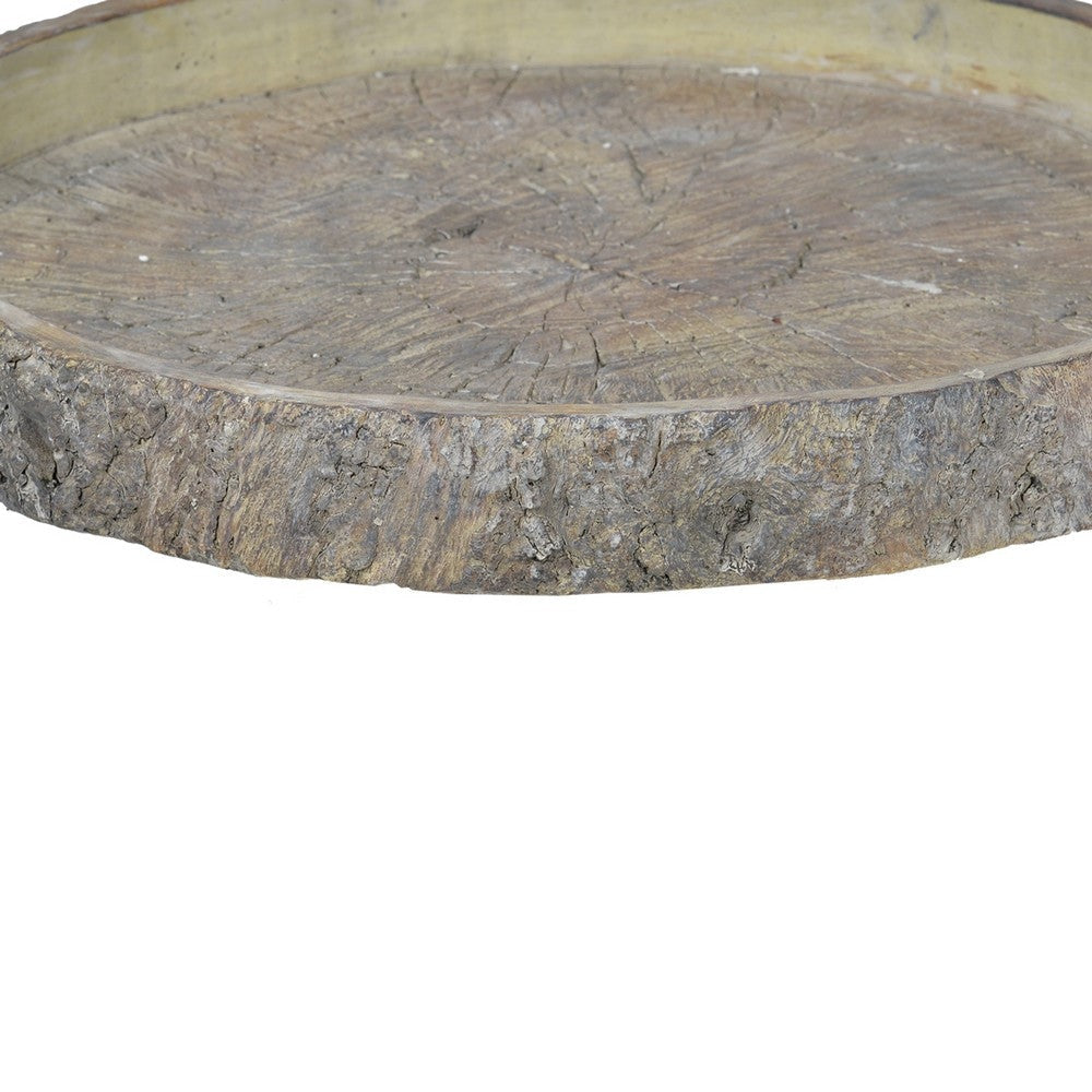 Decorative Cemented Log Plate with Distressed Details Gray By Casagear Home BM200905