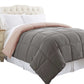 Genoa Twin Size Box Quilted Reversible Comforter By Casagear Home, Gray and Pink