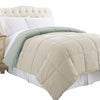 Genoa Twin Size Box Quilted Reversible Comforter The Urban Port Gray and Beige BM202044