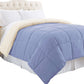 Genoa Queen Size Box Quilted Reversible Comforter By Casagear Home, Blue and Cream