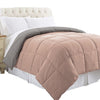 Genoa Queen Size Box Quilted Reversible Comforter The Urban Port Gray and Pink BM202050