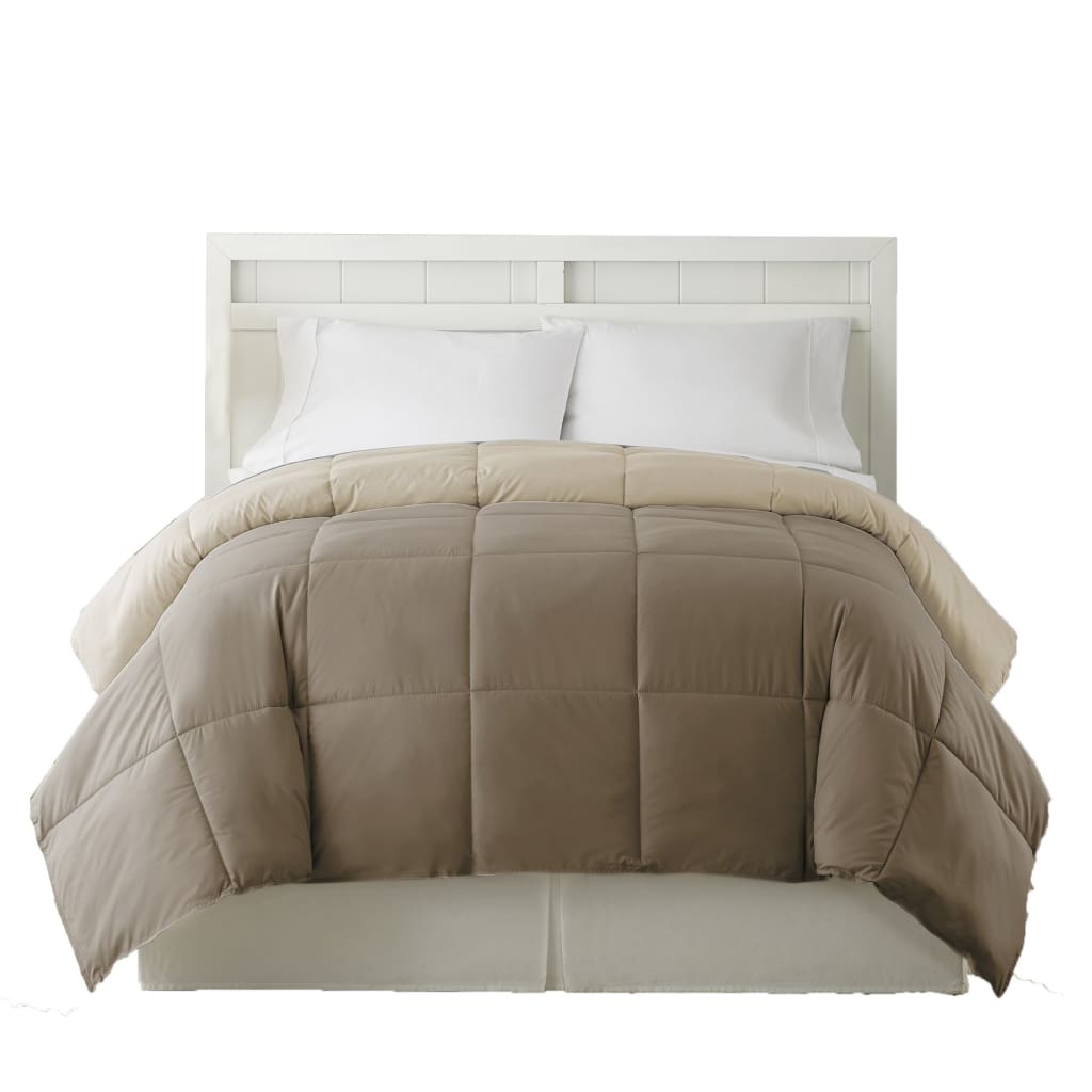 Genoa King Size Box Quilted Reversible Comforter The Urban Port Brown and Gold BM202056