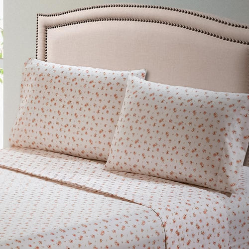 Melun 4 Piece Full Sheet Set | Rose Sketch | Pink & White