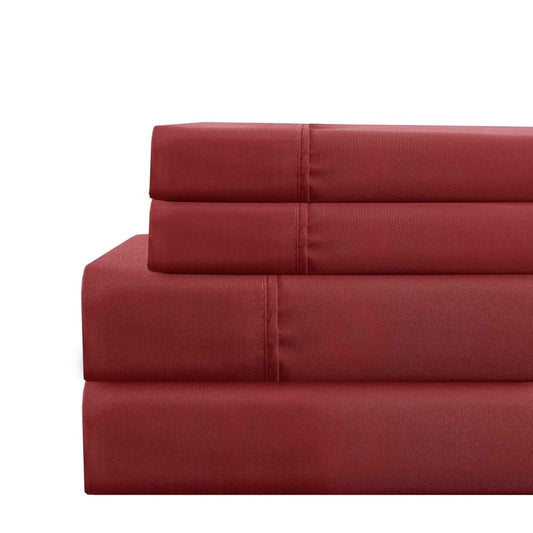 Lanester 3 Piece Polyester Twin Size Sheet Set By Casagear Home, Red