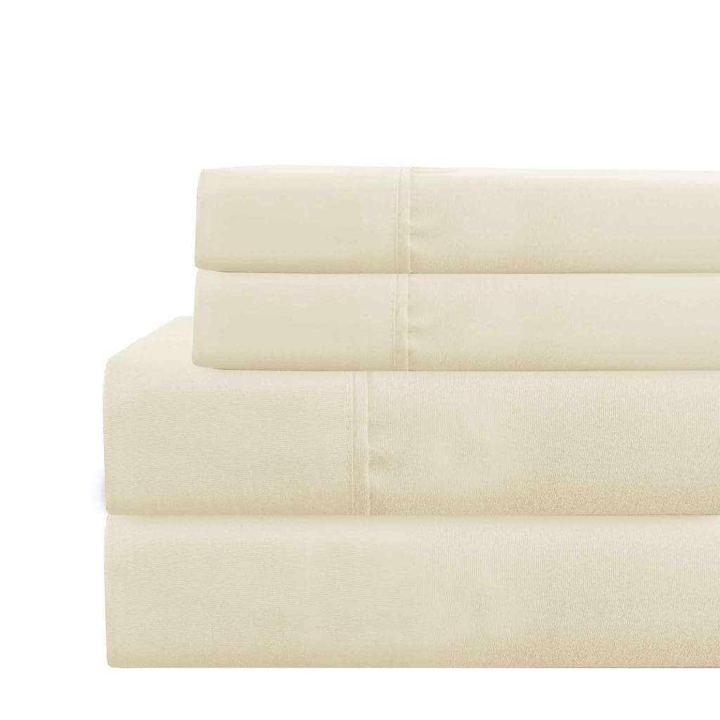 Lanester 3 Piece Polyester Twin Size Sheet Set By Casagear Home, Cream