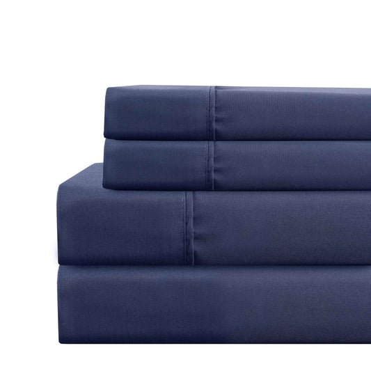 Lanester 3 Piece Polyester Twin Size Sheet Set By Casagear Home, Navy Blue